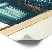 咲く花に囲まれたジンジャータブビー猫 ポスター (角)