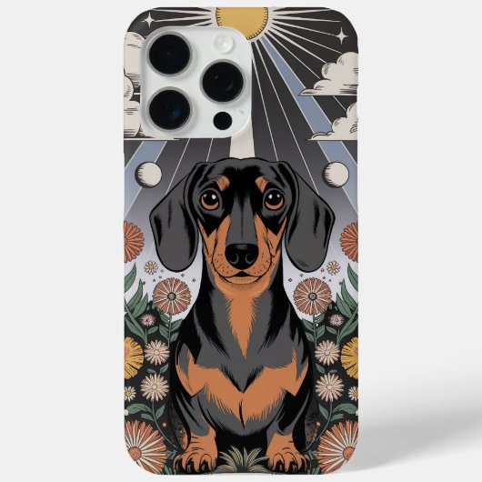 咲く花に囲まれた天のダックスシュント Case-Mate iPhoneケース (裏面)
