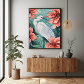 咲く花の中の白いツルインスパイア自然 ポスター