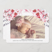 咲く花の写真の誕生の発表 案内状 (正面/裏面)