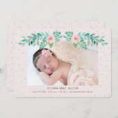 咲く花の写真の誕生の発表 案内状 (正面/裏面)