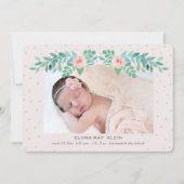 咲く花の写真の誕生の発表 案内状 (正面)