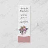 咲く花の花輪の妖精の女性のメーキャップアーティスト スキニー名刺 (裏面)