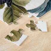 咲く花の間に止まるブルーバード ジグソーパズル (側面)