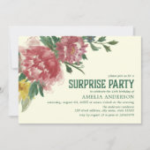 咲く花サプライズパーティー任意の年齢誕生日 招待状 (正面)