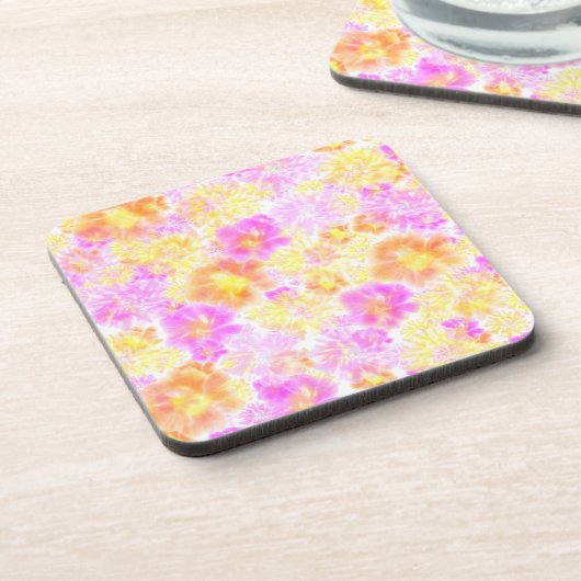 咲く花絞りフローラ絞り染め柄 コースター (左側)