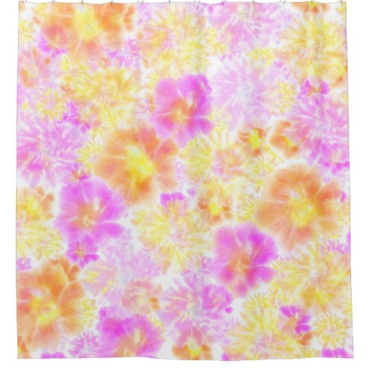 咲く花絞りフローラ絞り染め柄 シャワーカーテン (正面)