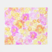 咲く花絞りフローラ絞り染め柄 フリースブランケット (正面(横))