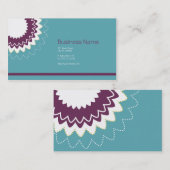 咲く花-紫色、緑ティール（緑がかった色） 名刺 (正面/裏面)