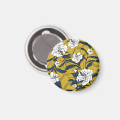 咲く花：黄色いヴィンテージシームレス。 マグネット (正面/裏面)