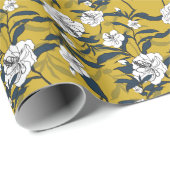 咲く花:黄色いヴィンテージシームレス。 ラッピングペーパー (ロールコーナー)