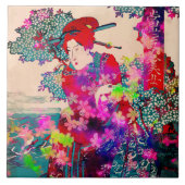 咲く芸者陶瓦 タイル (正面)