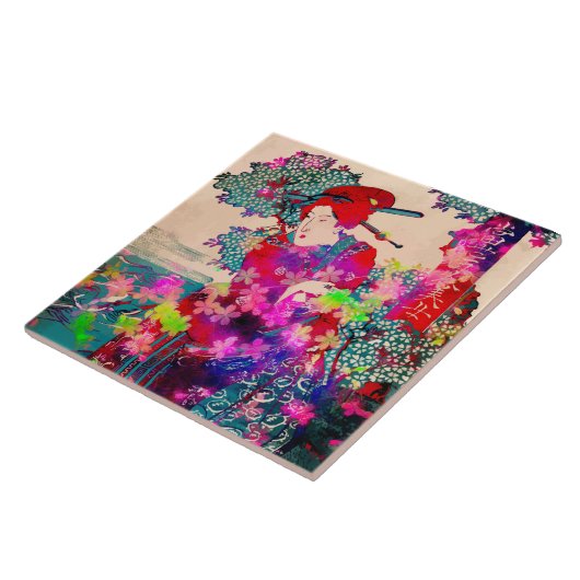 咲く芸者陶瓦 タイル (側面)