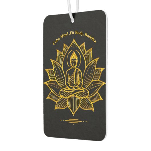 咲く蓮の花の中の金仏 カーエアーフレッシュナー (左)