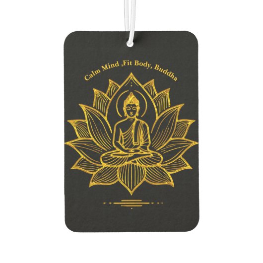 咲く蓮の花の中の金仏 カーエアーフレッシュナー (裏面)