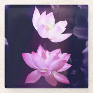 咲く蓮の花 ガラスコースター