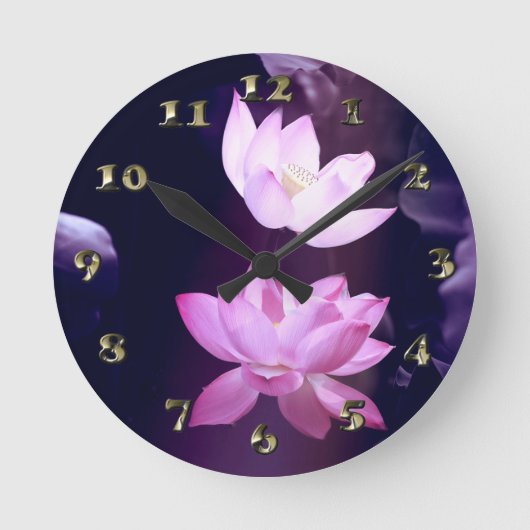 咲く蓮の花 ラウンド壁時計 (正面)