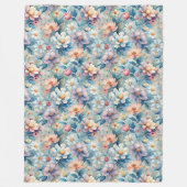 咲く調和：水彩の花の交響曲 フリースブランケット (正面)