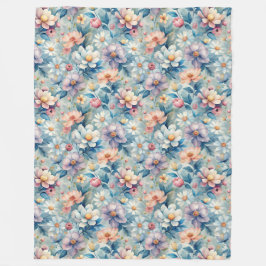 咲く調和：水彩の花の交響曲 フリースブランケット
