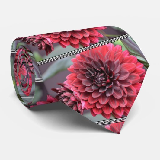 咲く赤いダリア ネクタイ (ロール)