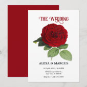 咲く赤い結婚バラ 招待状 (正面/裏面)