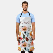 咲く野草柄エプロン エプロン (着用した状態)