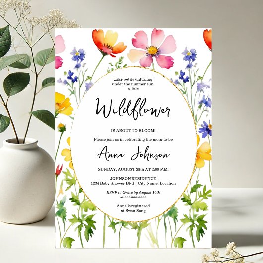 咲く野草赤ちゃんシャワー 招待状