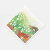 咲く雪だるまとハリネズミ スタンダードランチョンナプキン (角)