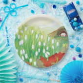 咲く雪だるまとハリネズミ ペーパープレート (パーティー)