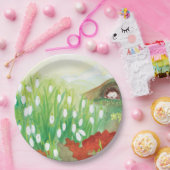 咲く雪だるまとハリネズミ ペーパープレート (パーティー)