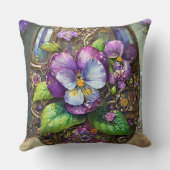 咲く鳥の足スミレ野花イースターエッグ クッション (裏面)