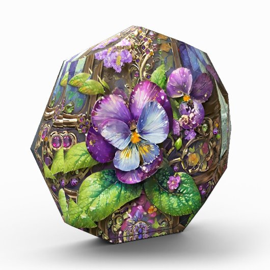 咲く鳥の足スミレ野花イースターエッグ フォトブロック (左)