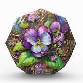 咲く鳥の足スミレ野花イースターエッグ フォトブロック (正面)