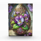 咲く鳥の足スミレ野花イースターエッグ フォトブロック (正面)