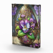 咲く鳥の足スミレ野花イースターエッグ フォトブロック (右)