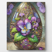 咲く鳥の足スミレ野花イースターエッグ フォトプラーク (正面)