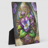 咲く鳥の足スミレ野花イースターエッグ フォトプラーク (側面)