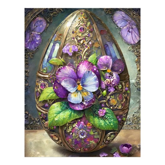 咲く鳥の足スミレ野花イースターエッグ フォトプリント            (正面)