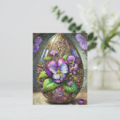 咲く鳥の足スミレ野花イースターエッグ ポストカード (スタンド正面)