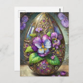 咲く鳥の足スミレ野花イースターエッグ ポストカード (正面/裏面)