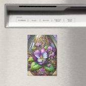 咲く鳥の足スミレ野花イースターエッグ マグネット (インサイチュ (食洗機))