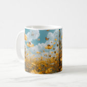 咲く黄色い花セラミックマグカップ コーヒーマグカップ (正面左)