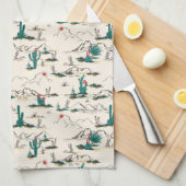 咲くSucculentsパターン キッチンタオル (四つ折り)