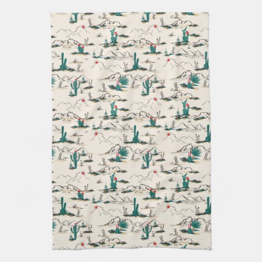 咲くSucculentsパターン キッチンタオル (縦)