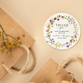 咲エレガントく野花リースありがとう ラウンドシール