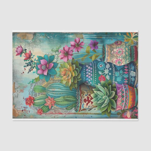 咲カラフルく多肉果のグループ 薄葉紙 (正面)