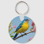 咲カラフルく枝に鳥 キーホルダー (裏面)