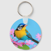 咲カラフルく枝に鳥 キーホルダー (裏面)