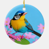 咲カラフルく枝に鳥 セラミックオーナメント (裏面)