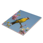 咲カラフルく枝に鳥 タイル (側面)